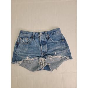 Levis Premium 501 Denim Shorts Womens 25 Button Fly Cut-Off 100% Cotton Big E